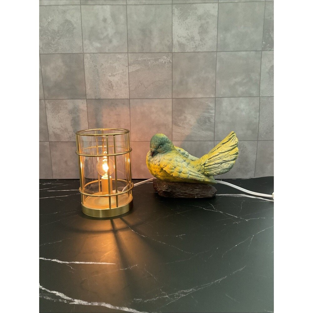 Industrial Style Gold Small Table Lamp,Stylish. 2 Bulbs Included